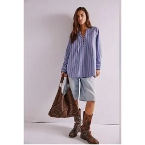 FREE PEOPLE | We the Free Lisbon Tunic in Blue Multi Striped Popover | Small